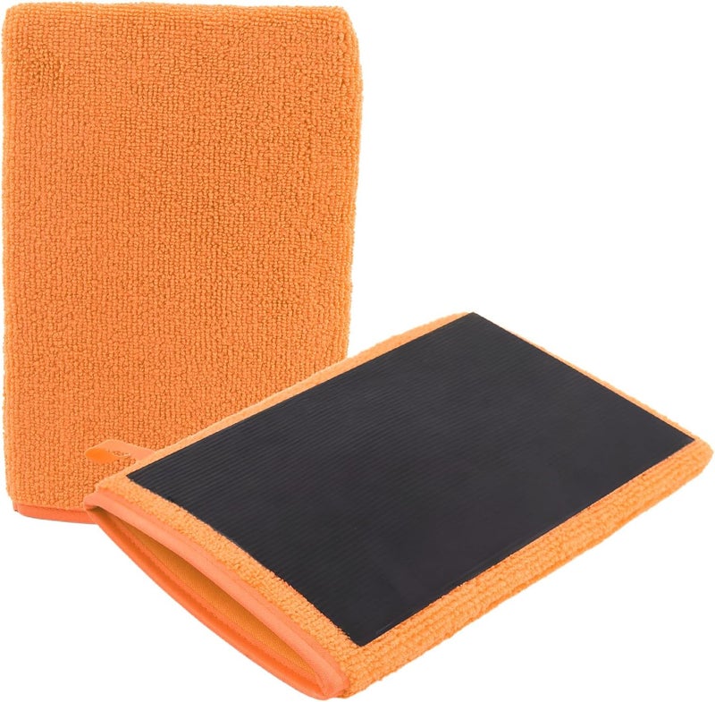 Figpade 2PCS Car Clay Mitt Auto Detailing,Soft Clay Bar Mitt for Cleaning Car Surfaces,Anti-Scratch Clays Mitts for Cars Detailings to Replace Traditional Clays Bar Cars Accessories (Orange/2PCS) - Image 1